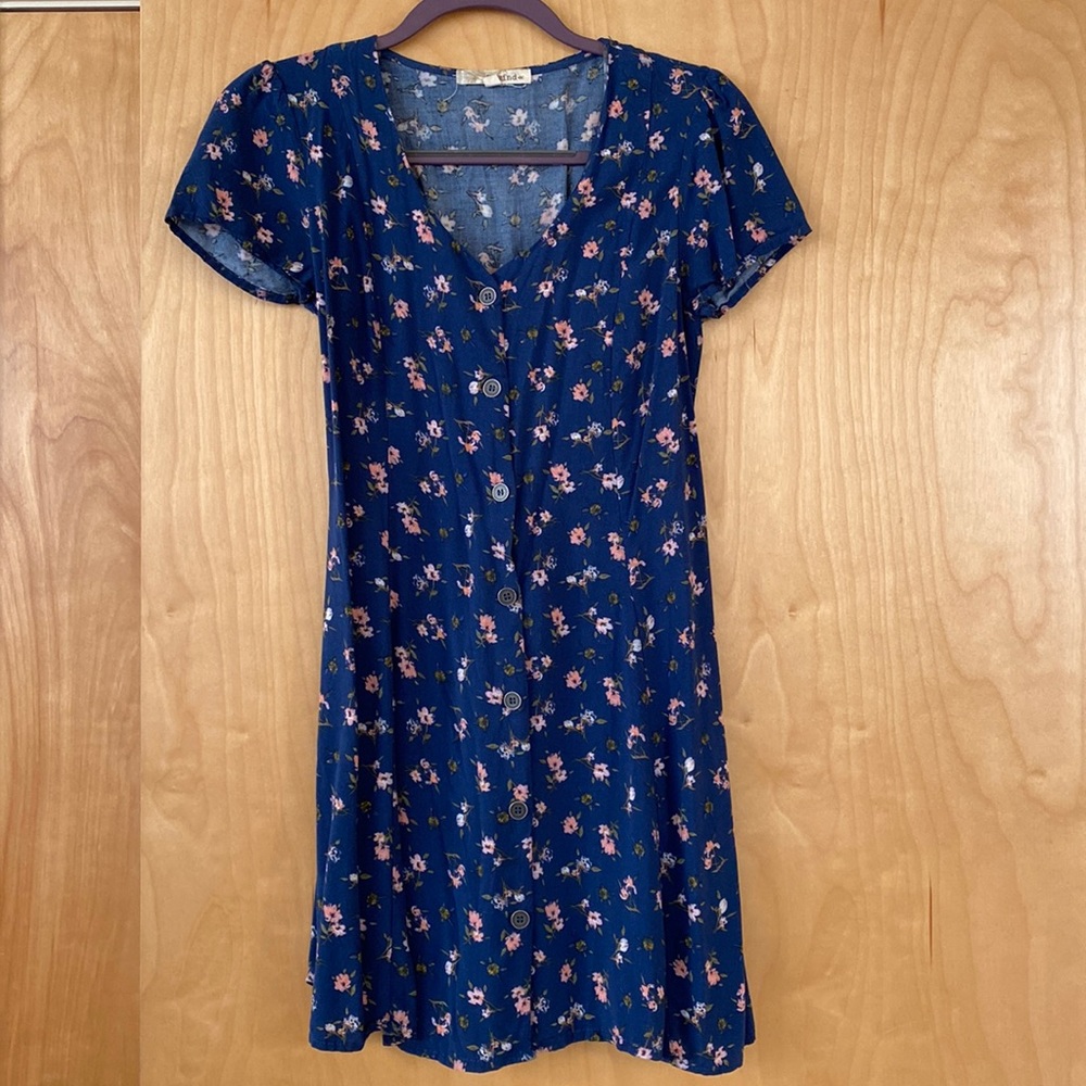 Blue and Pink Floral Dress